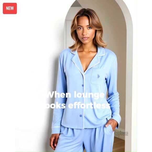 Women's Long Sleeve Button-Up Pajama Set with Pants, Soft Lounge Wear - Picture 8 of 8